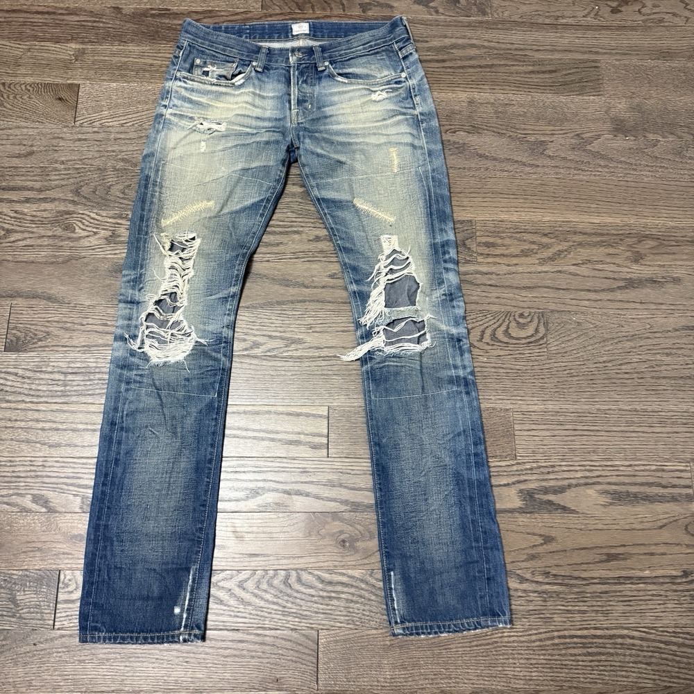 Adraino Goldschmied Men's Slim Straight Denim Distressed Jeans 27R (33x31) USA